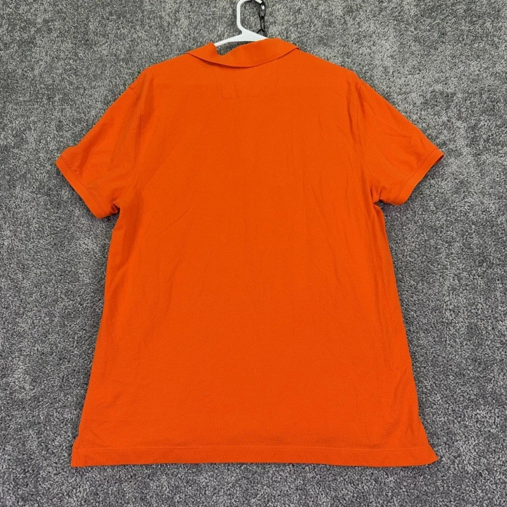 Banana Republic Polo Shirt Mens Large Orange Fitted Pique Stretch Casual Logo